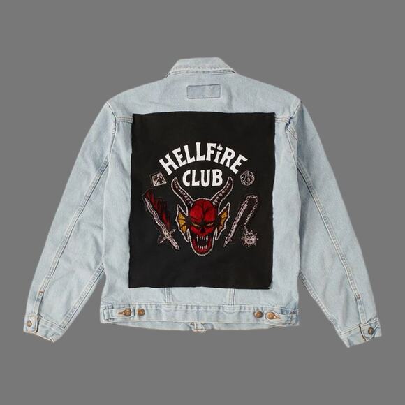 Wrangler X Hellfire Club 'Stranger Things' Denim Jacket Mens Size L NWT IRREG. - Picture 1 of 8